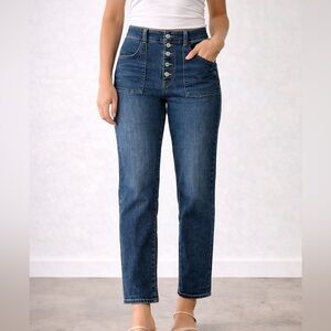 Veronica Beard Arya High Rise Straight Jeans 28 Button Fly Quiet Luxury Denim
